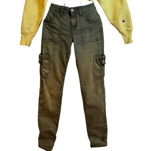 HOT KISS Olive Green Skinny Cargo Pants Women's Size 3 Utility Pockets